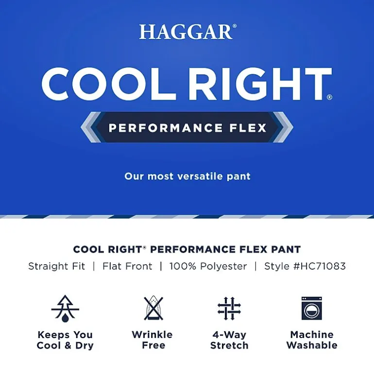 Haggar Cool Right Performance Flex Mens Straight Fit Flat Front Pant