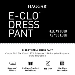Haggar E-CLO Stria Mens Classic Fit Dress Flat Front Pant