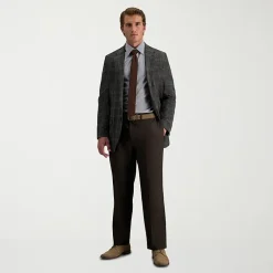 Haggar E-CLO Stria Mens Classic Fit Dress Flat Front Pant