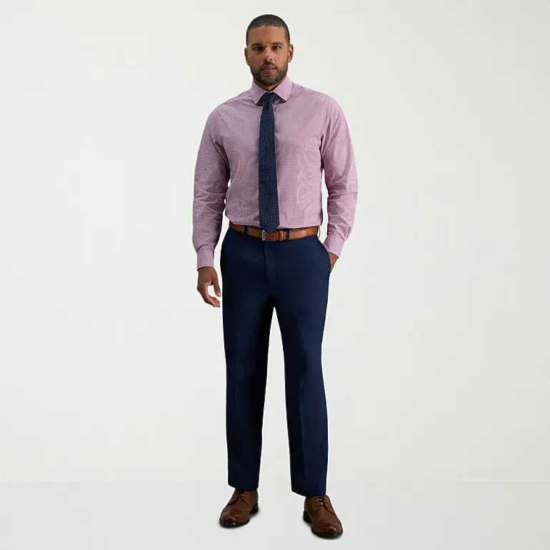 Haggar E-CLO Stria Mens Classic Fit Dress Flat Front Pant