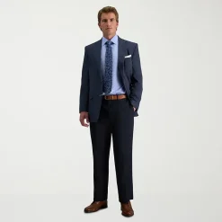 Haggar E-CLO Stria Mens Classic Fit Dress Flat Front Pant