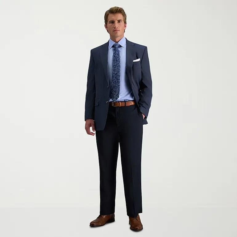 Haggar E-CLO Stria Mens Classic Fit Dress Flat Front Pant
