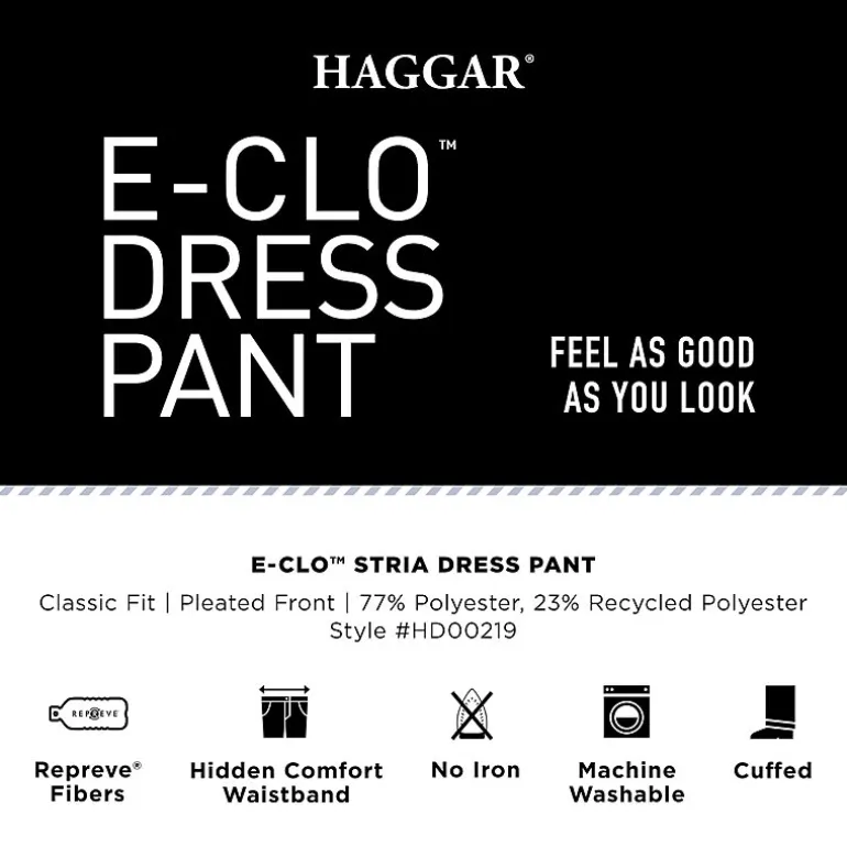 Haggar E-CLO Stria Mens Classic Fit Dress Pleated Pant