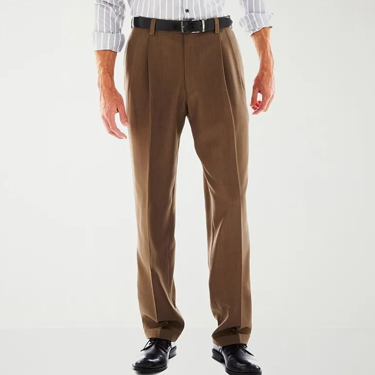 Haggar E-CLO Stria Mens Classic Fit Dress Pleated Pant