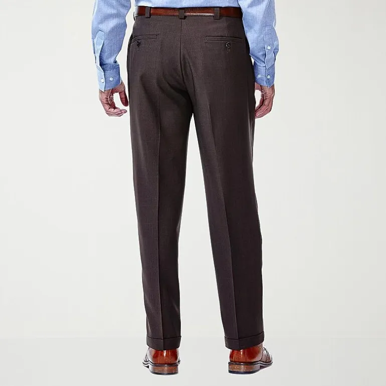 Haggar E-CLO Stria Mens Classic Fit Dress Pleated Pant