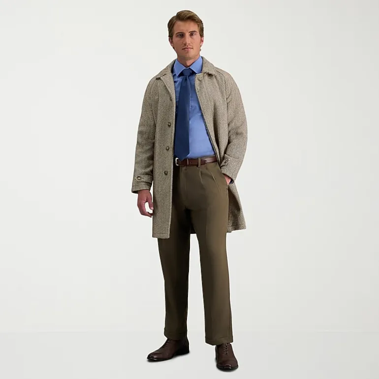 Haggar E-CLO Stria Mens Classic Fit Dress Pleated Pant