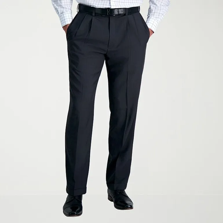 Haggar E-CLO Stria Mens Classic Fit Dress Pleated Pant