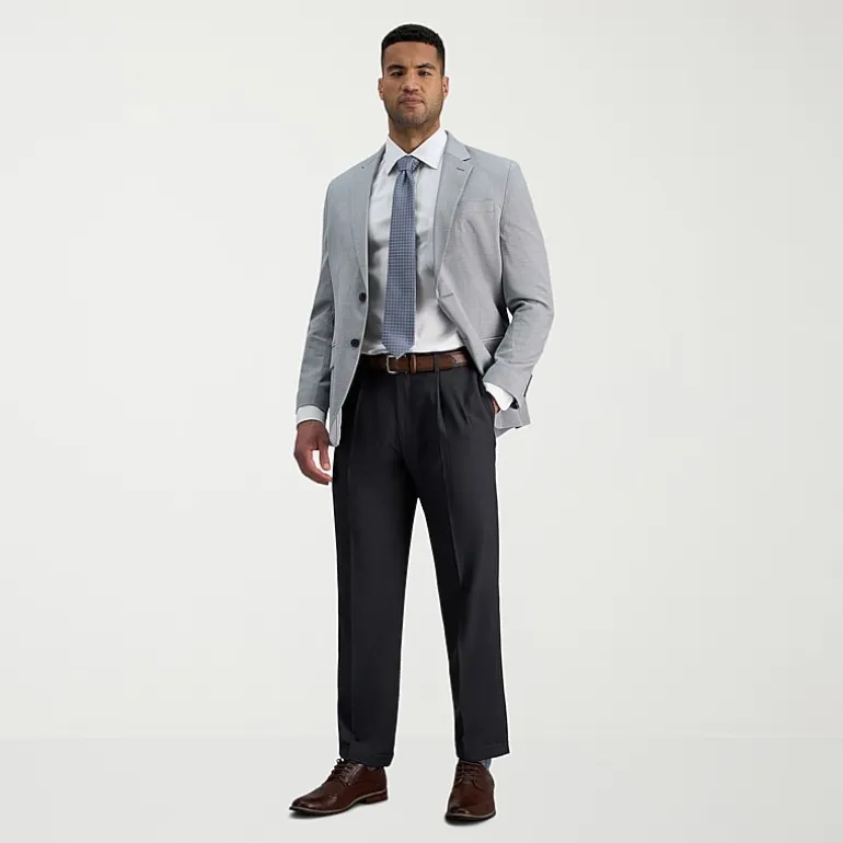 Haggar E-CLO Stria Mens Classic Fit Dress Pleated Pant