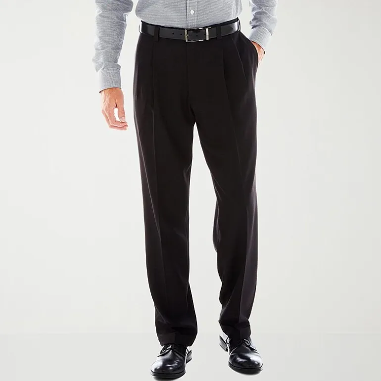 Haggar E-CLO Stria Mens Classic Fit Dress Pleated Pant