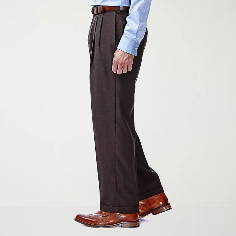 Haggar E-CLO Stria Mens Classic Fit Dress Pleated Pant
