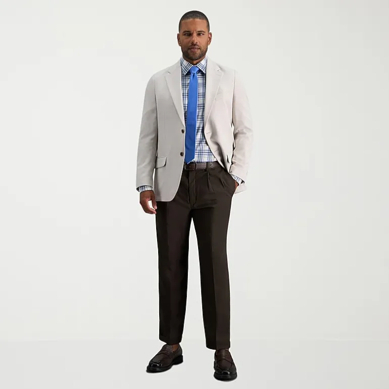 Haggar E-CLO Stria Mens Classic Fit Dress Pleated Pant