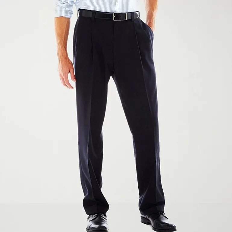 Haggar E-CLO Stria Mens Classic Fit Dress Pleated Pant
