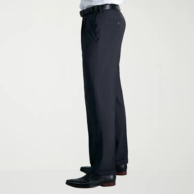 Haggar E-CLO Stria Mens Classic Fit Dress Pleated Pant