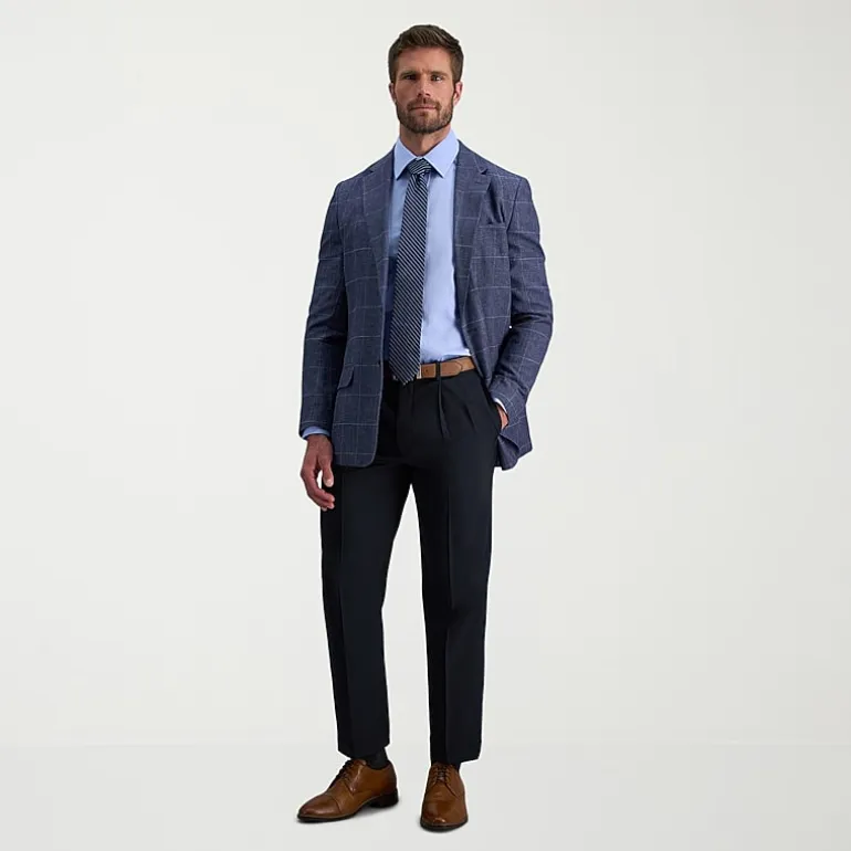 Haggar E-CLO Stria Mens Classic Fit Dress Pleated Pant