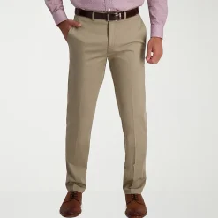Haggar Iron Free Premium Khaki Mens Comfort Waistband Straight Fit Flat Front Pant