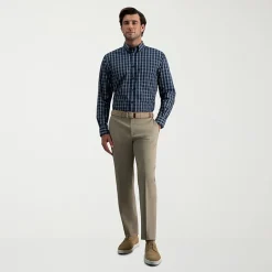 Haggar Iron Free Premium Khaki Mens Comfort Waistband Straight Fit Flat Front Pant