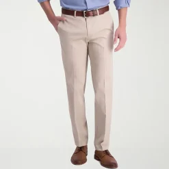 Haggar Iron Free Premium Khaki Mens Comfort Waistband Straight Fit Flat Front Pant