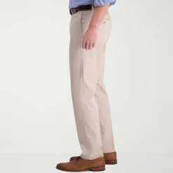 Haggar Iron Free Premium Khaki Mens Comfort Waistband Straight Fit Flat Front Pant