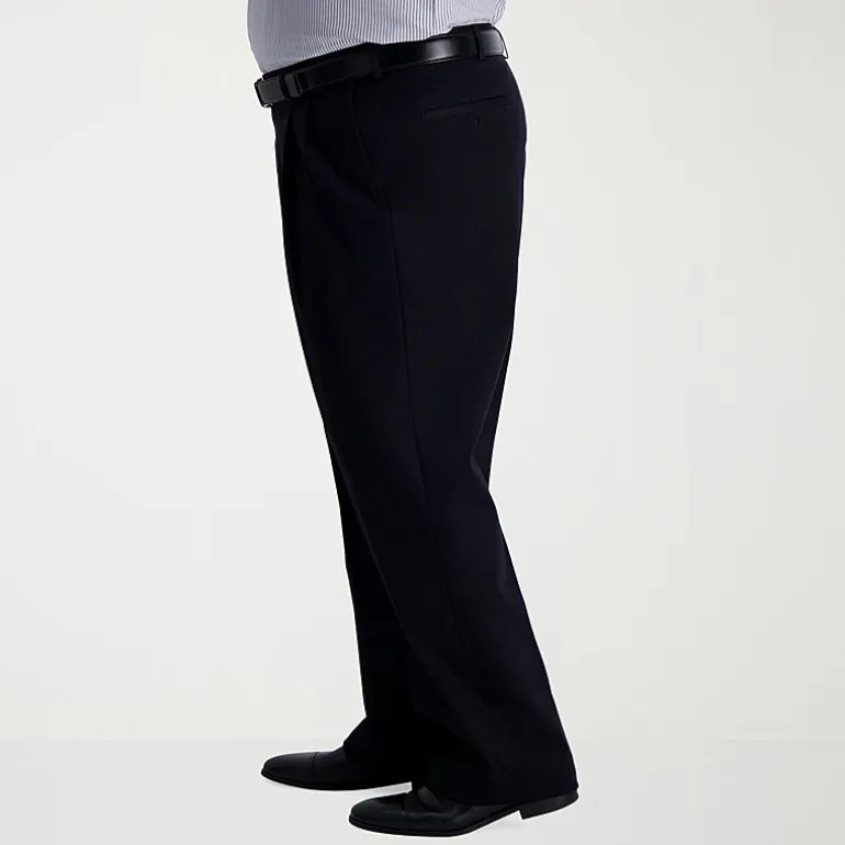 Haggar Iron Free Premium Khaki Mens Classic Fit Big and Tall Pleated Pant