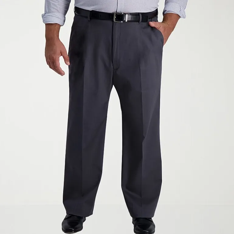 Haggar Iron Free Premium Khaki Mens Classic Fit Big and Tall Flat Front Pant