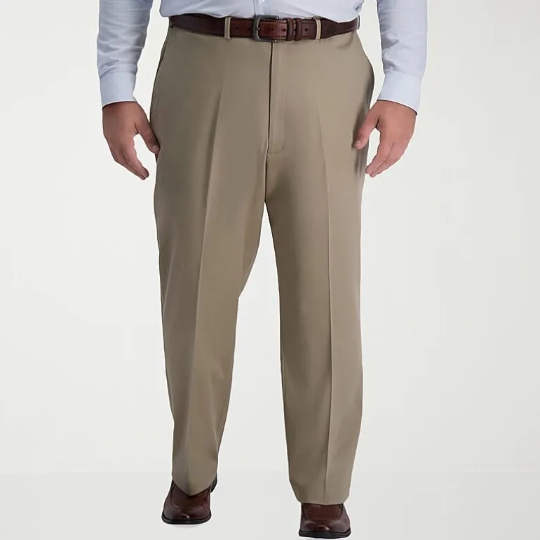 Haggar Iron Free Premium Khaki Mens Classic Fit Big and Tall Flat Front Pant
