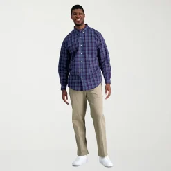 Haggar Iron Free Premium Khaki Mens Classic Fit Big and Tall Flat Front Pant