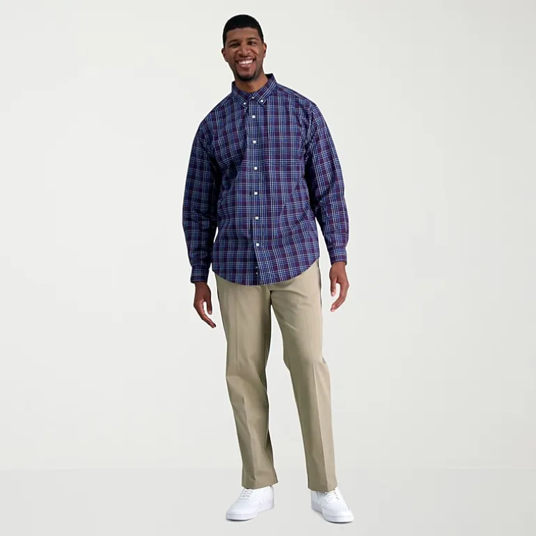 Haggar Iron Free Premium Khaki Mens Classic Fit Big and Tall Flat Front Pant