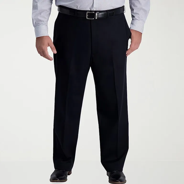 Haggar Iron Free Premium Khaki Mens Classic Fit Big and Tall Flat Front Pant