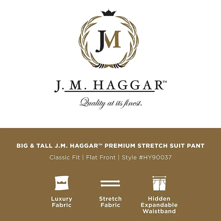 Haggar J.M. Haggar Mens Big and Tall Regular Fit Plaid Flat Front Suit Pant