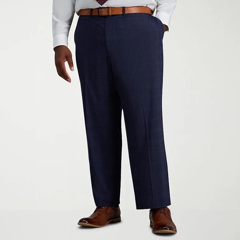 Haggar J.M. Haggar Mens Big and Tall Regular Fit Plaid Flat Front Suit Pant