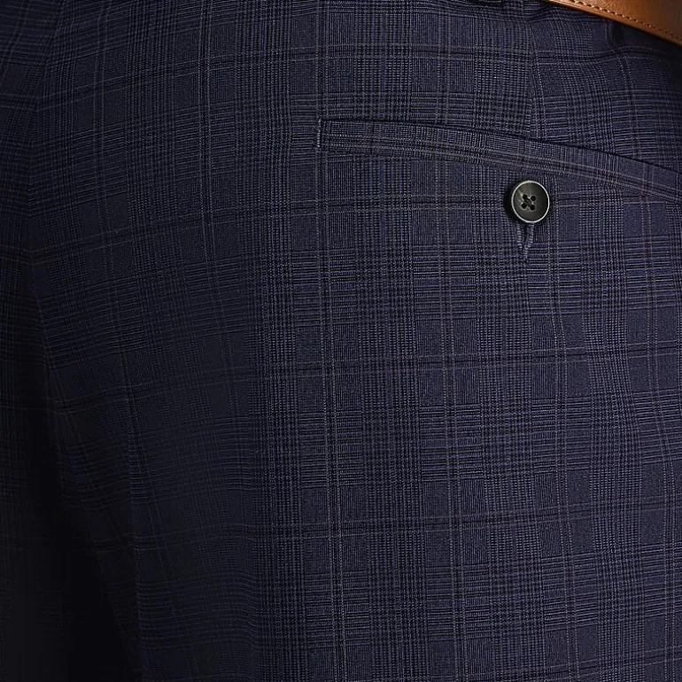 Haggar J.M. Haggar Mens Big and Tall Regular Fit Plaid Flat Front Suit Pant