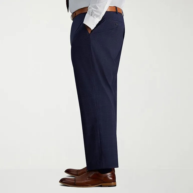 Haggar J.M. Haggar Mens Big and Tall Regular Fit Plaid Flat Front Suit Pant