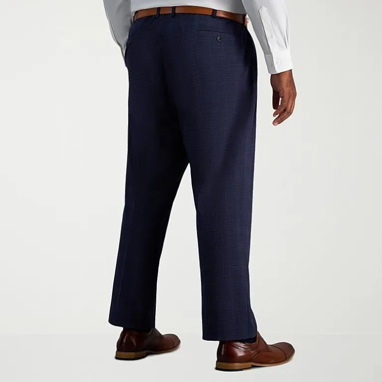 Haggar J.M. Haggar Mens Big and Tall Regular Fit Plaid Flat Front Suit Pant