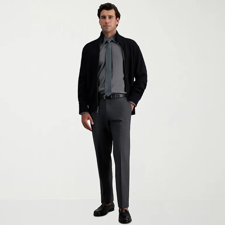Haggar JMH Flannel Mens Straight Fit Dress Flat Front Pant