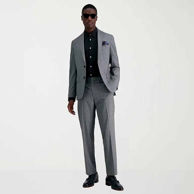 Haggar JMH Glen Plaid Mens Stretch Fabric Slim Fit Suit Separates
