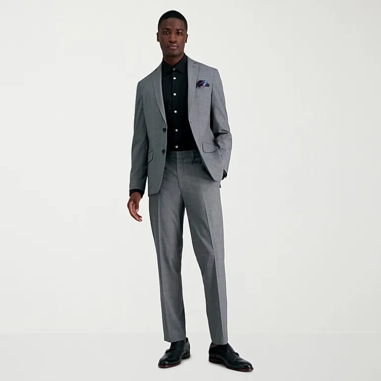 Haggar JMH Glen Plaid Mens Stretch Fabric Slim Fit Suit Separates