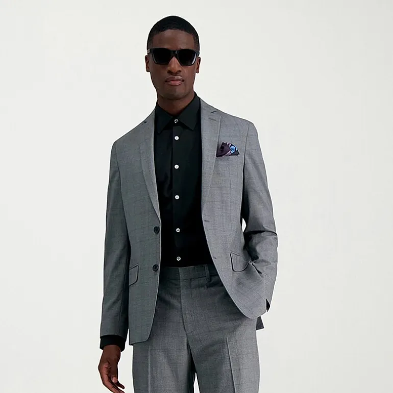 Haggar JMH Glen Plaid Mens Stretch Fabric Slim Fit Suit Separates