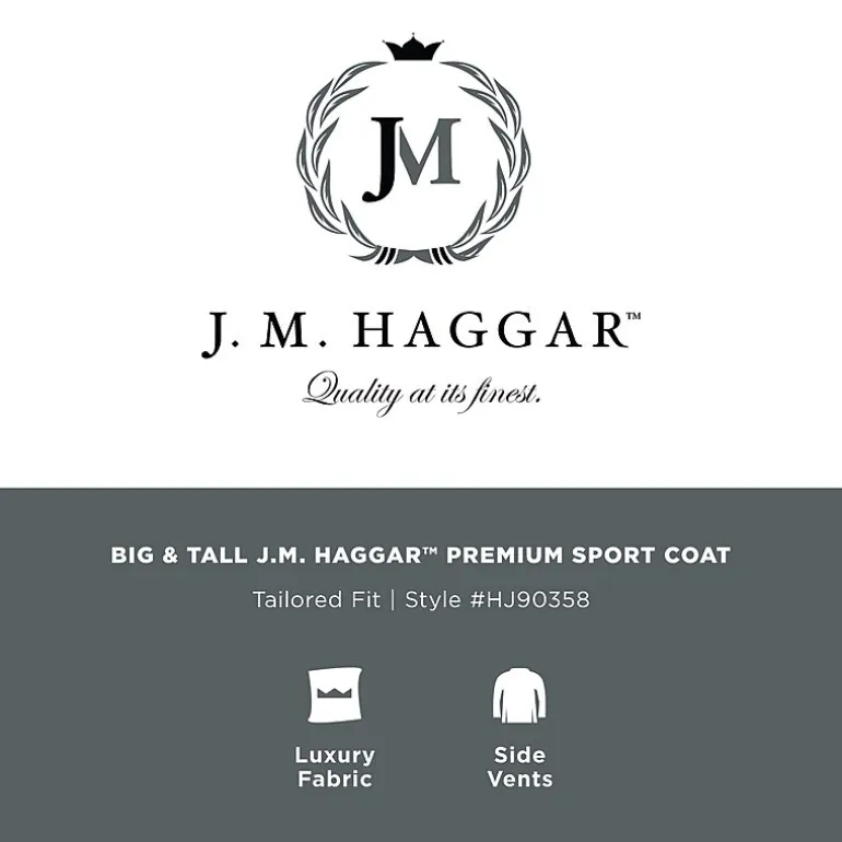 Haggar JMH J.M. Haggar Mens Big and Tall Plaid Regular Fit Sport Coat