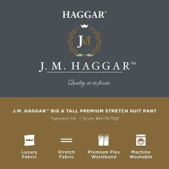 Haggar JMH Mens Big and Tall Regular Fit Diamond Flat Front Suit Pant