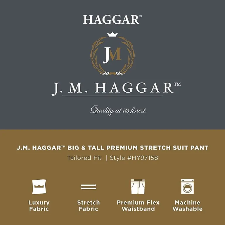 Haggar JMH Mens Big and Tall Regular Fit Diamond Flat Front Suit Pant