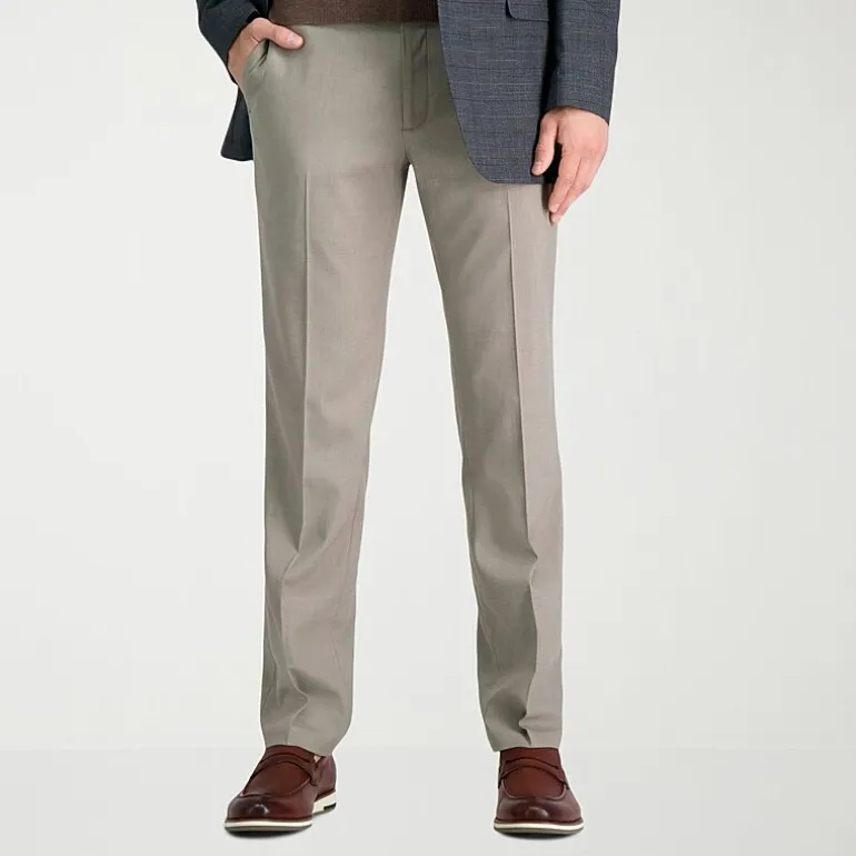 Haggar JMH Mens Comfort Waistband Straight Fit Dress Flat Front Pant