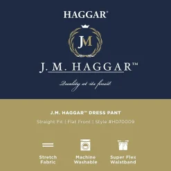Haggar JMH Mens Comfort Waistband Straight Fit Dress Flat Front Pant