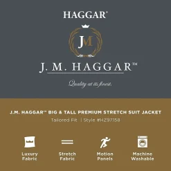 Haggar JMH Mens Regular Fit Diamond Big and Tall Suit Jacket