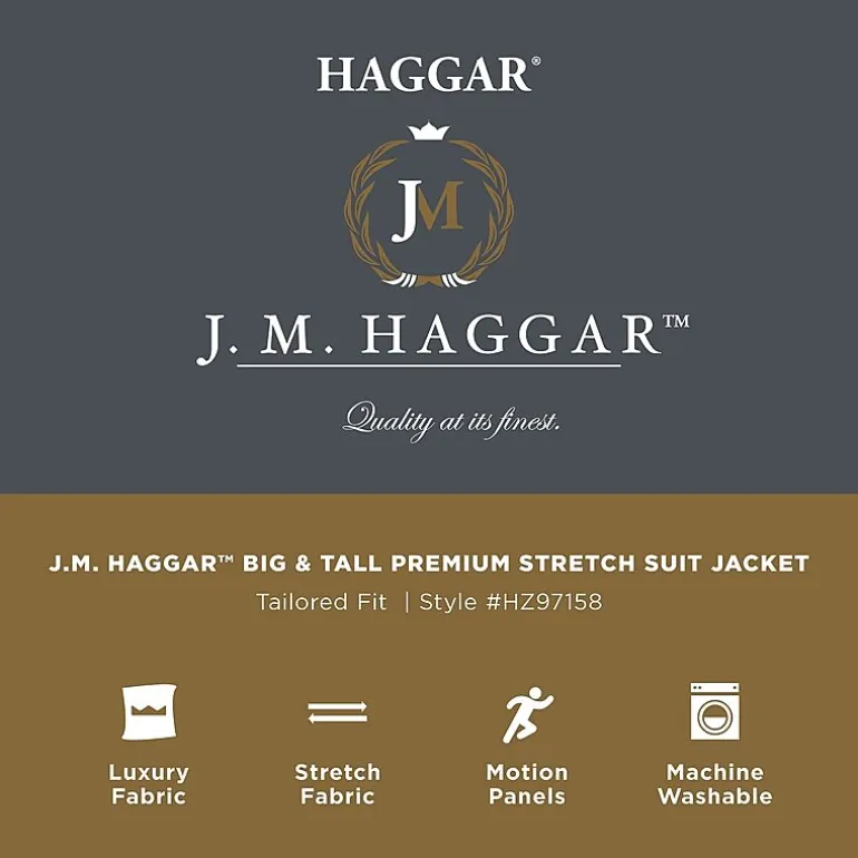 Haggar JMH Mens Regular Fit Diamond Big and Tall Suit Jacket