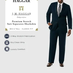 Haggar JMH Premium Stretch Sharkskin Mens Big Stretch Fabric Classic Fit Flat Front Suit Pant