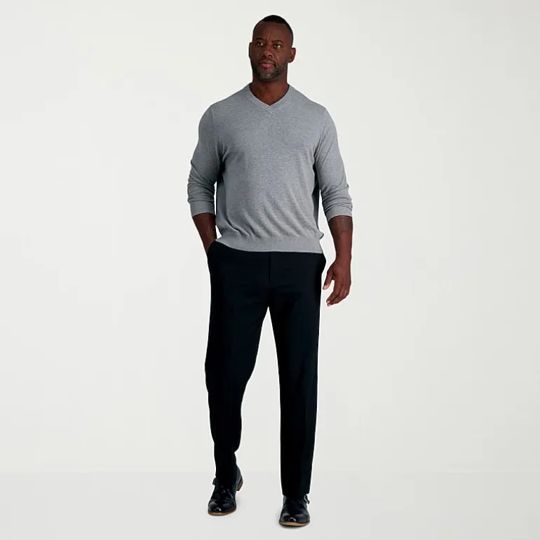 Haggar JMH Sharkskin Mens Classic Fit Big and Tall Dress Flat Front Pant