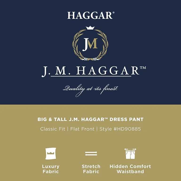 Haggar JMH Sharkskin Mens Classic Fit Big and Tall Dress Flat Front Pant