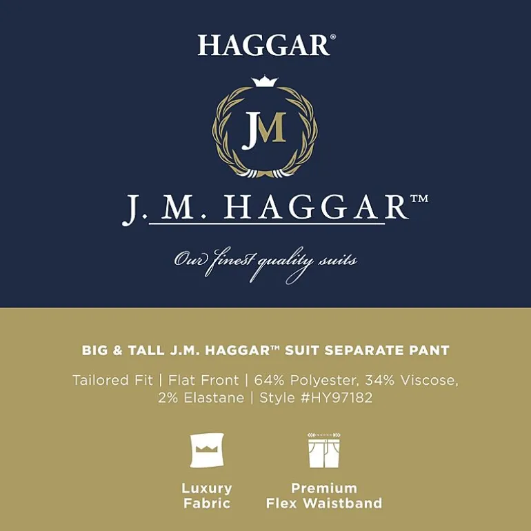 Haggar JMH Tailored Mens Big and Tall Stretch Fabric Modern Fit Flat Front Suit Pant