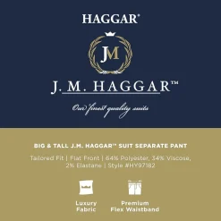 Haggar JMH Tailored Mens Big and Tall Stretch Fabric Modern Fit Flat Front Suit Pant