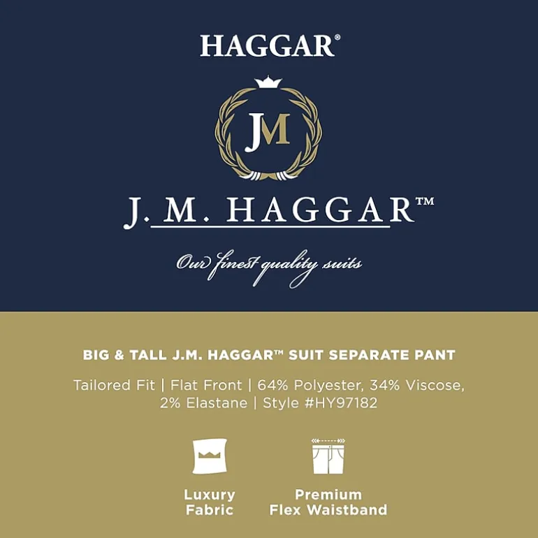 Haggar JMH Tailored Mens Big and Tall Stretch Fabric Modern Fit Flat Front Suit Pant